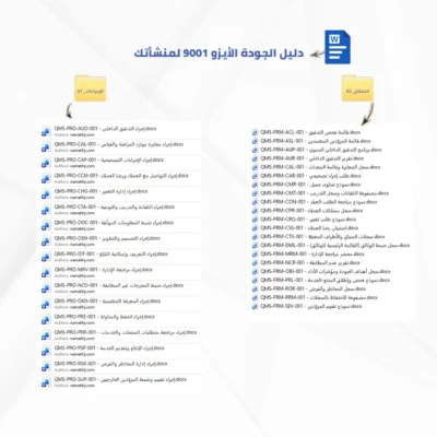دليل الجودة الأيزو 9001 مع الإجراءات والنماذج - جاهز للمشاريع والمنشآت