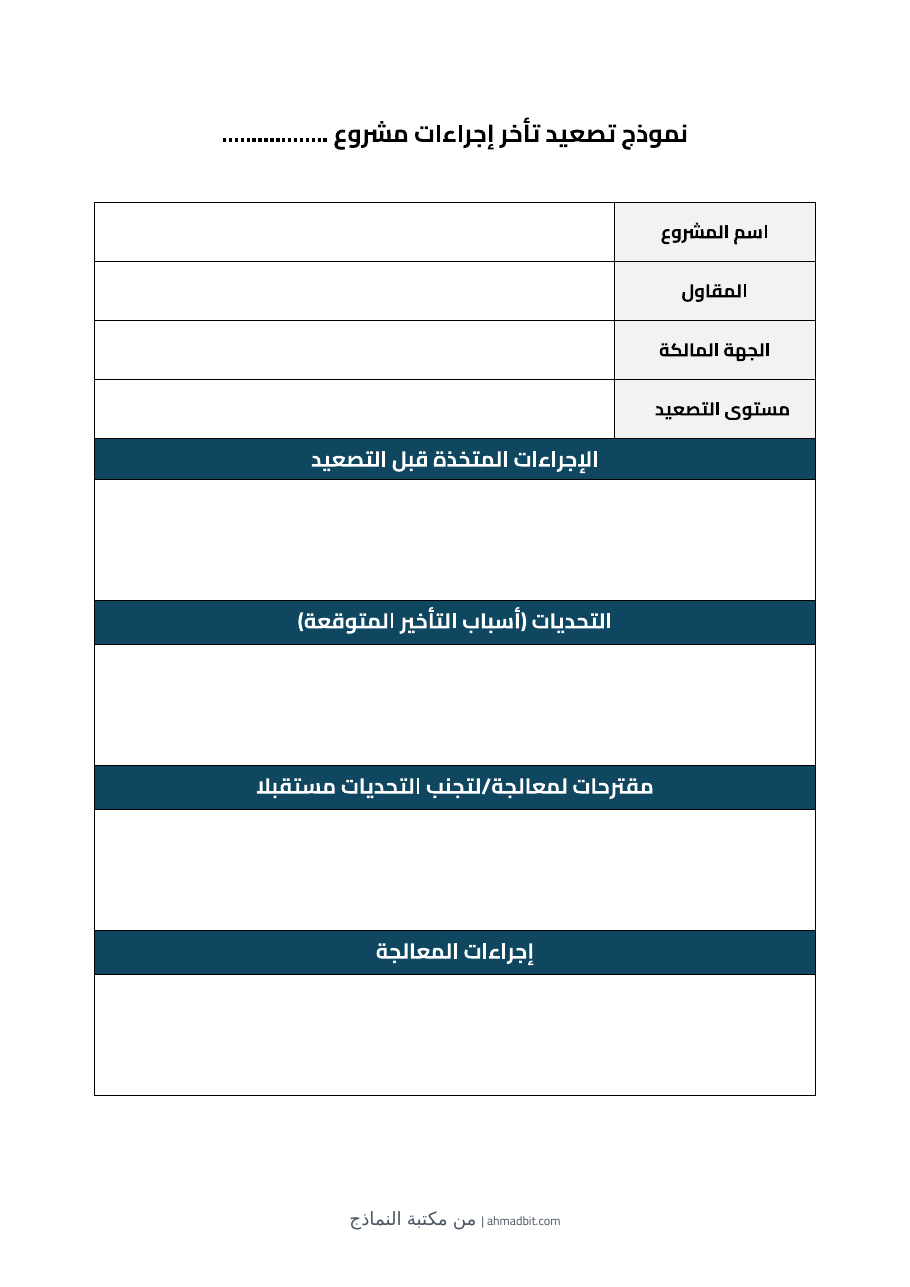 معاينة تصعيد تأخر إجراءات مشروع