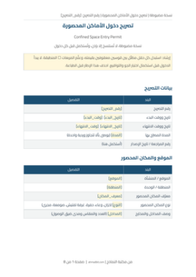 معاينة تصريح دخول الأماكن المحصورة PTW