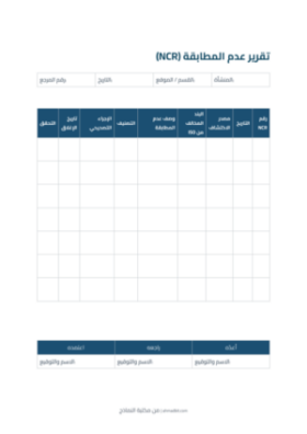 معاينة تقرير عدم المطابقة (NCR)