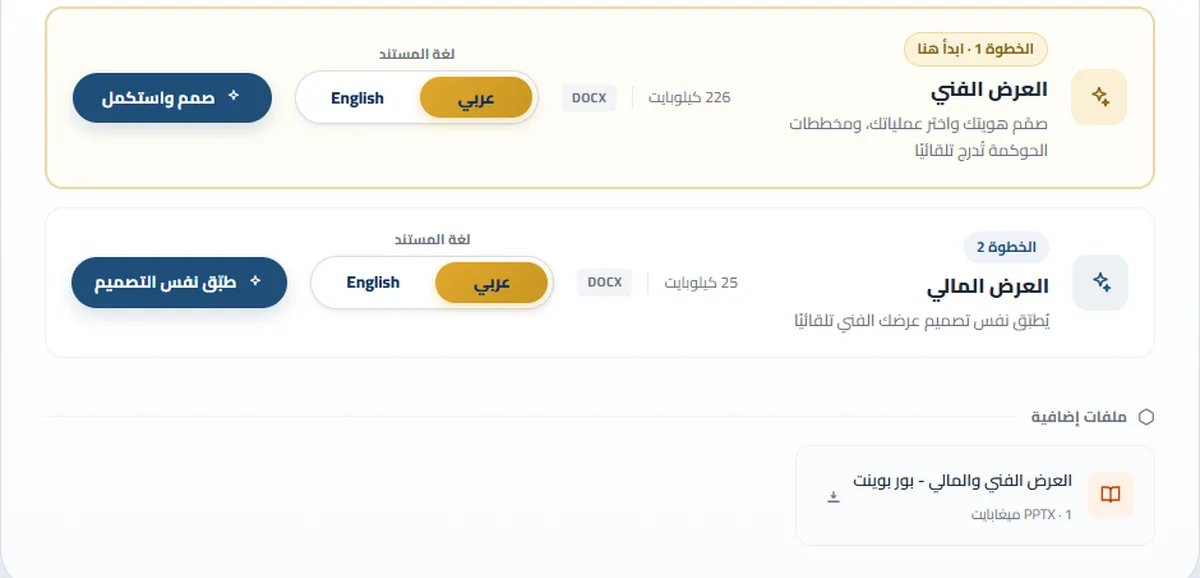 نموذج عرض فني ومالي جاهز بنسختين عربية وإنجليزية مع إدراج العمليات والتصميم بهويتك